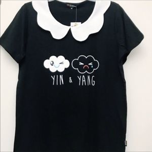 NWT Iron Fist | Yin Yang | Cloudy Days | Top in Black & White